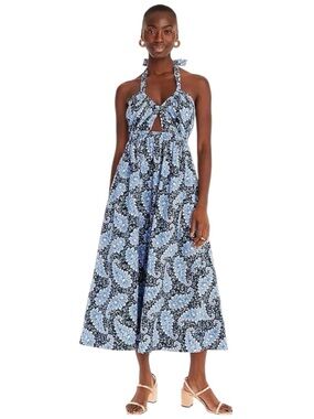 J. Crew Collection Halter Cutout Dress in Ratti Pacific Paisley Size 8